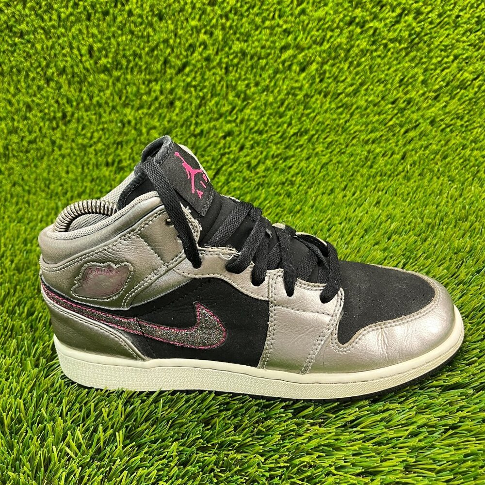 Nike Air Jordan 1 Phat Girls Size 6.5Y Silver Black Pink Walking Shoes Sneakers